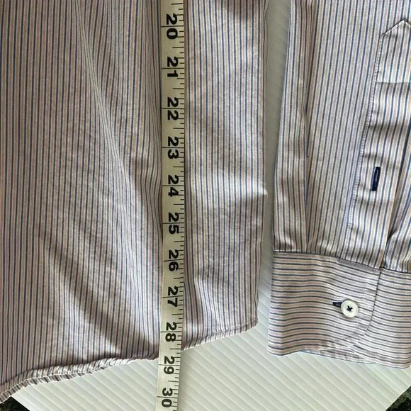 Untuckit Button Up Shirt Mens Size XXL Slim Blue Pink Stripe Casual Long Sleeve - Picture 11 of 11